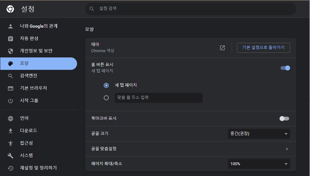 구글 크롬 홈버튼 추가 방법