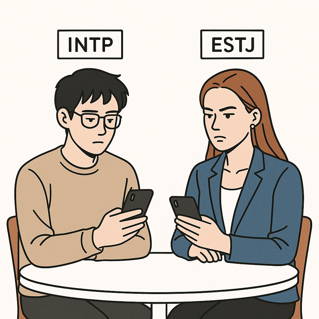 남자 INTP와 여자 ESTJ 궁합: 극과 극이 만났을 때 벌어지는 연애 현실
