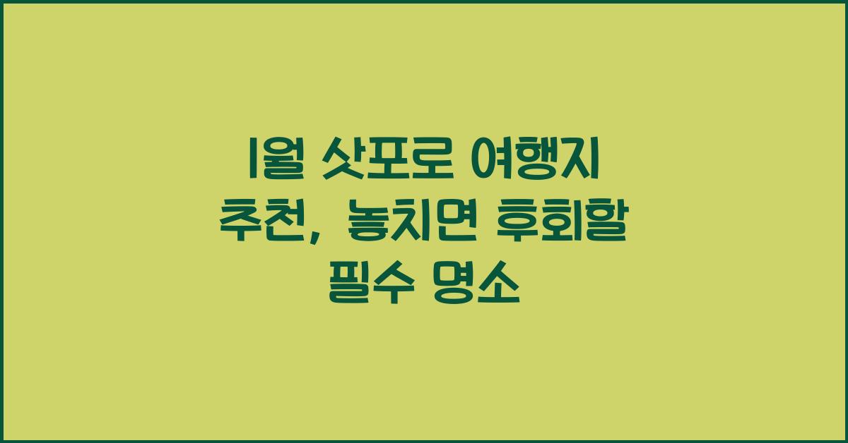 1월 삿포로 여행지 추천