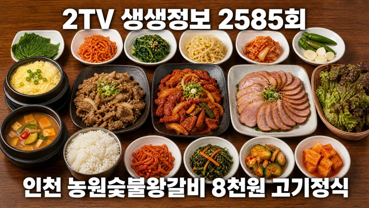 2TV 생생정보 2585회 인천 농원숯불왕갈비 8천원 고기정식 안내 이미지