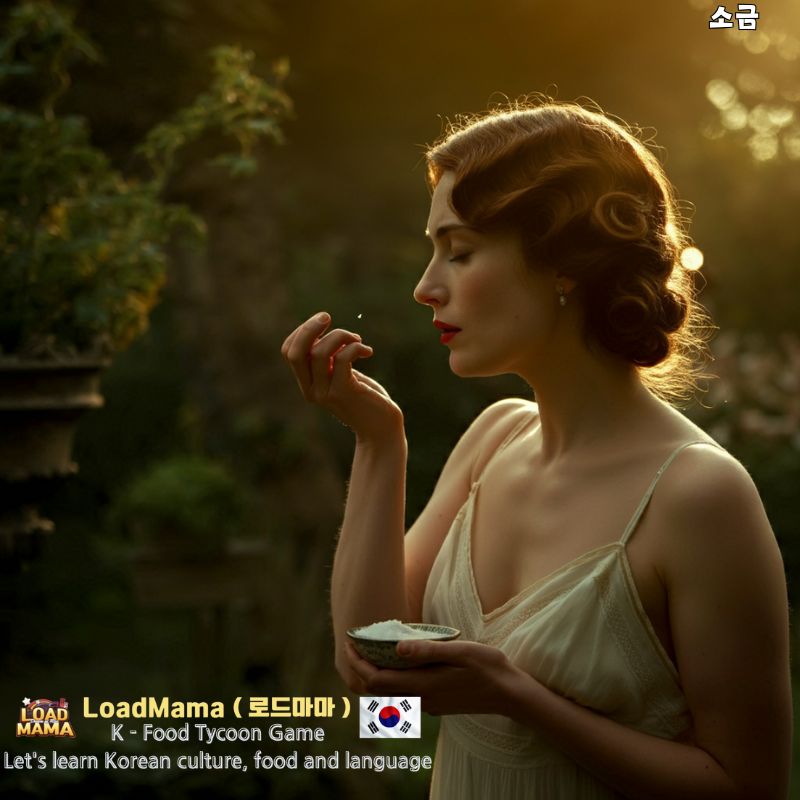 소금을 맛보는 여성