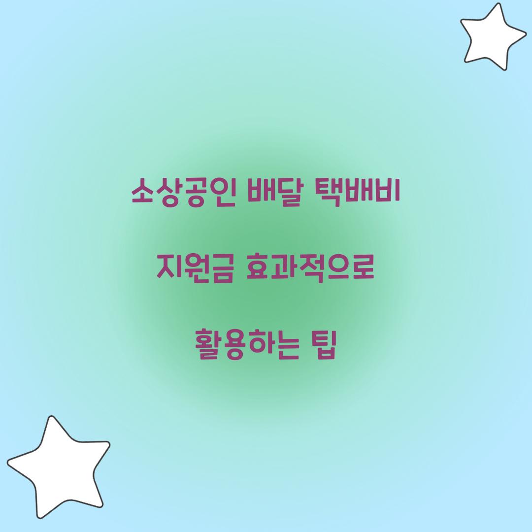 소상공인 배달 택배비 지원금 효과적으로 활용하는 방법