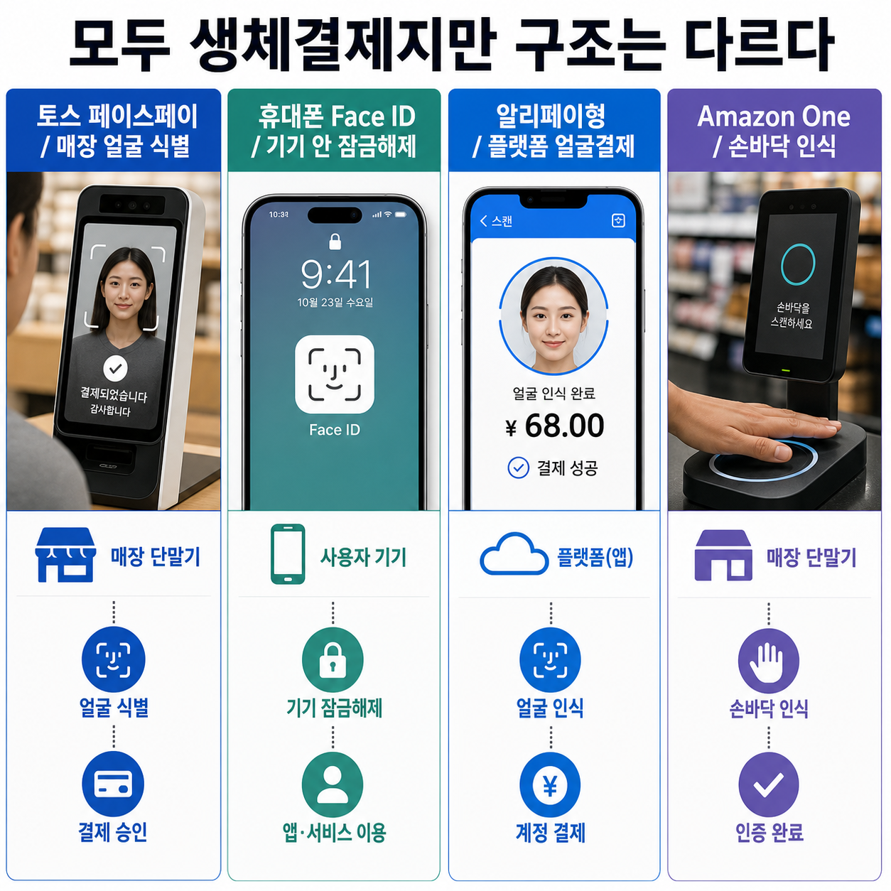 서로 다른 생체결제 구조를 같은 기술로 보면 안 된다