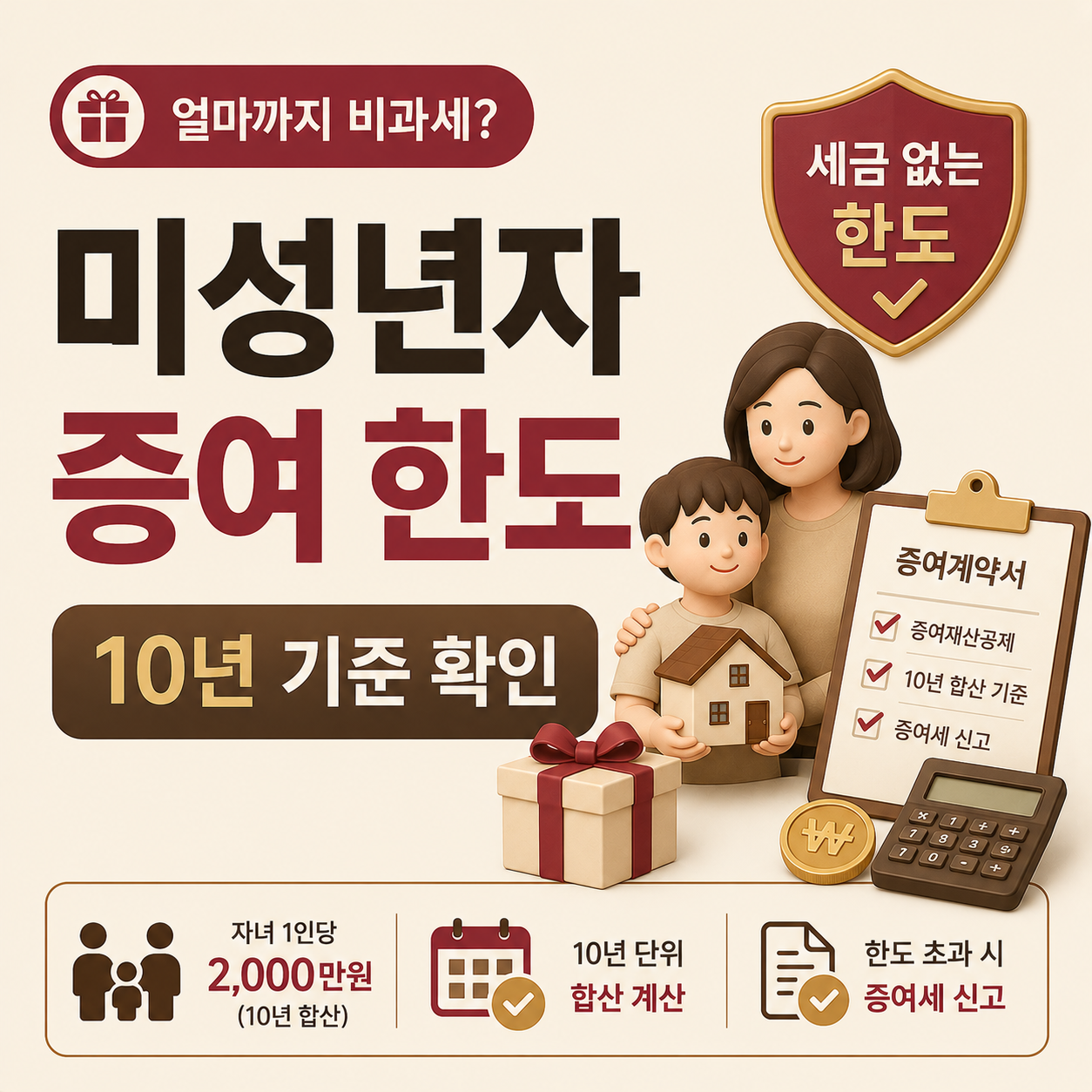 미성년자 증여세 한도와 신고 기준 안내 이미지