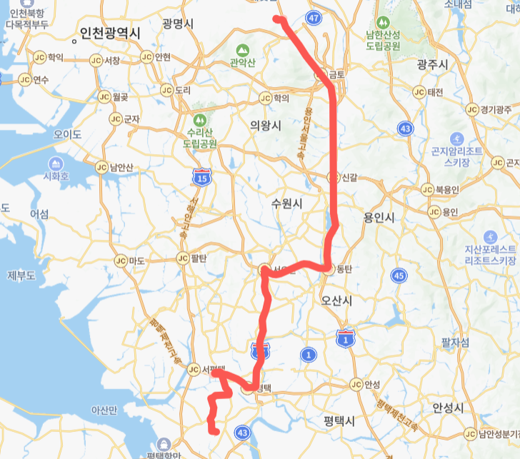 서울-평택-8131-2번-버스-노선-지도