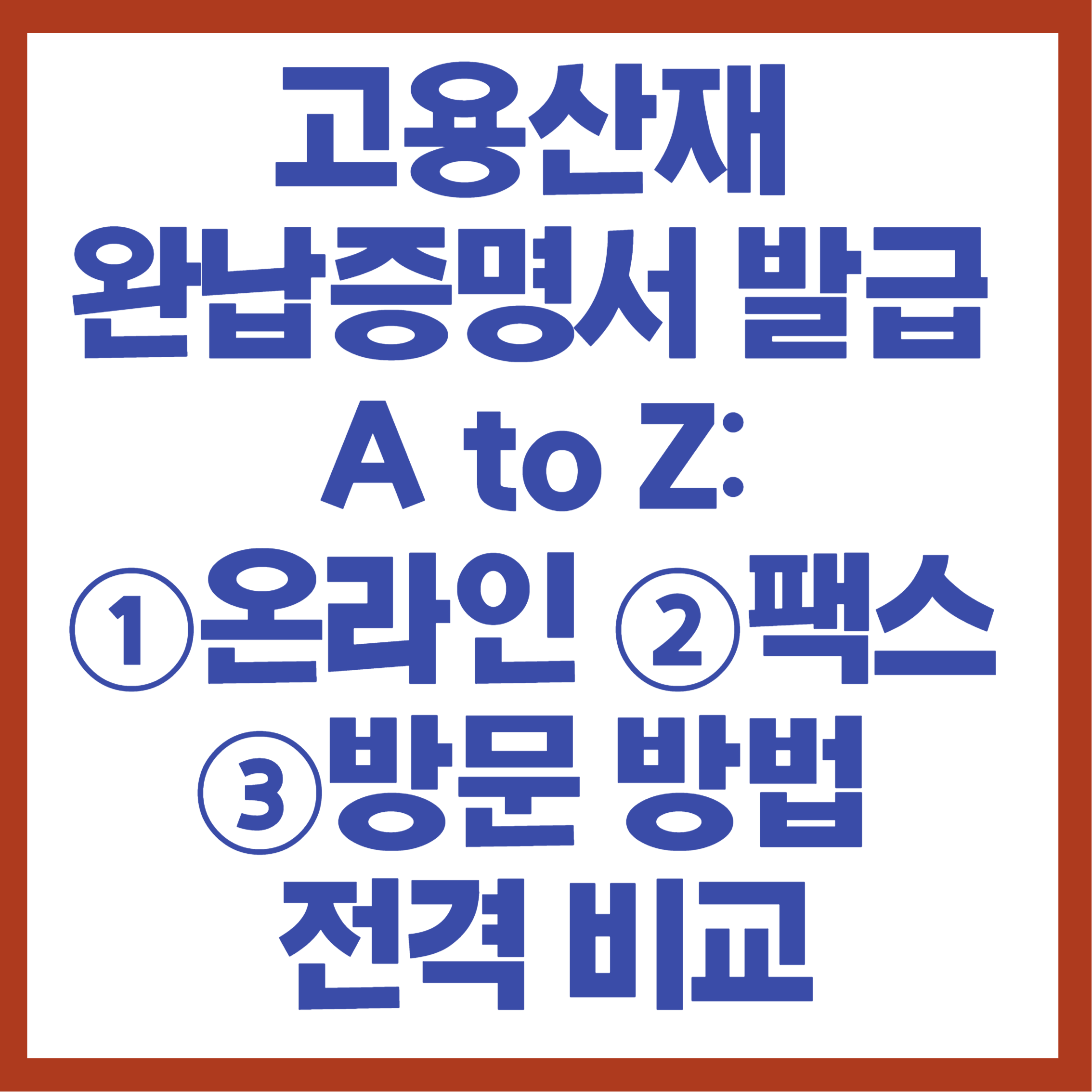 고용산재 완납증명서 발급 A to Z: ①온라인 ②팩스 ③방문 방법 전격 비교