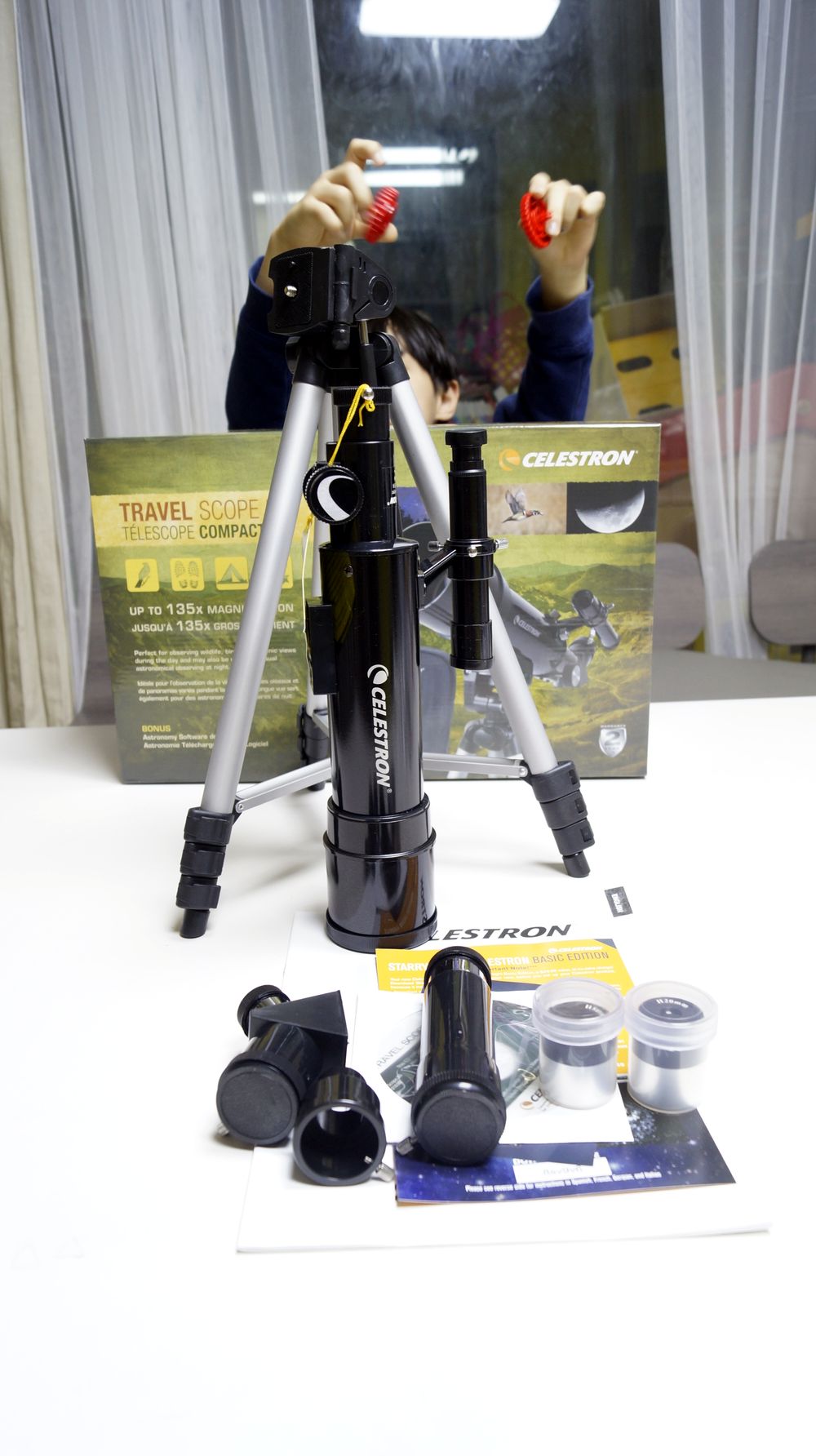 셀레스트론 travel scope 50 구성품들.
