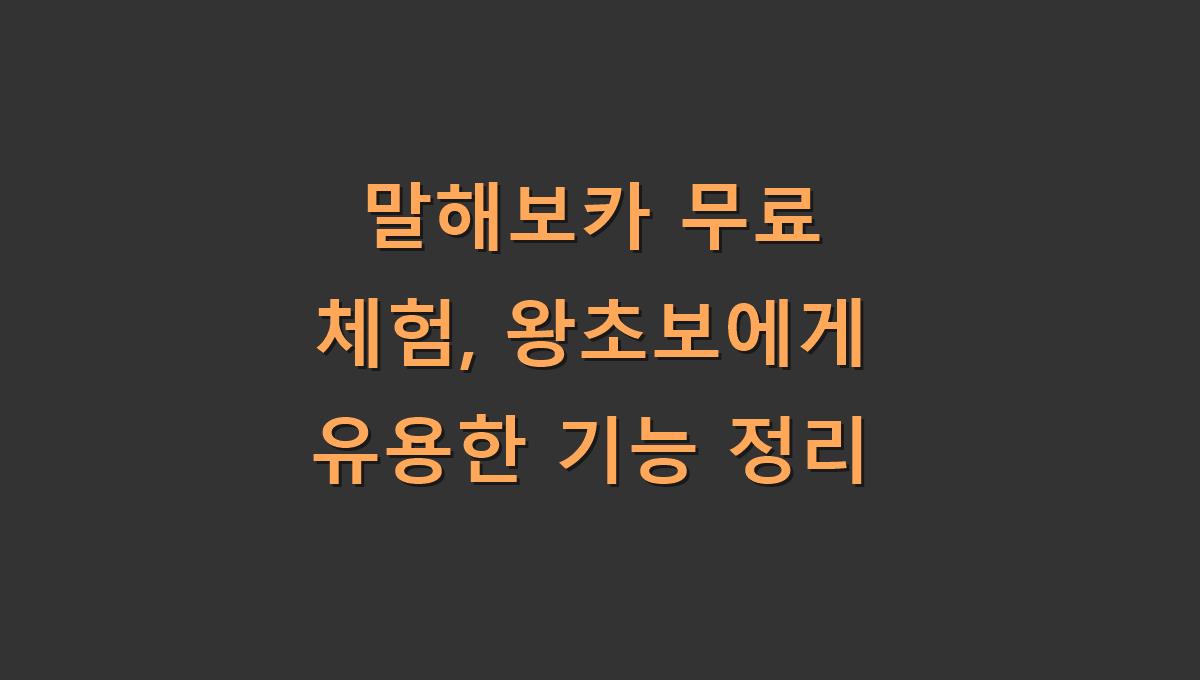 말해보카 무료 체험, 왕초보에게 유용한 기능 정리