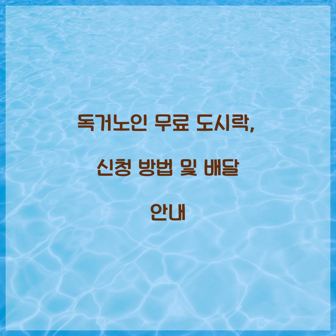 독거노인 무료 도시락