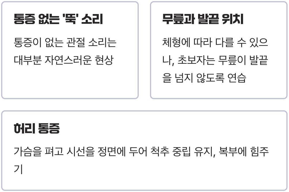 무릎 통증, '스쿼트' 자세 딱 하나만 바꿔도 소리가 사라집니다