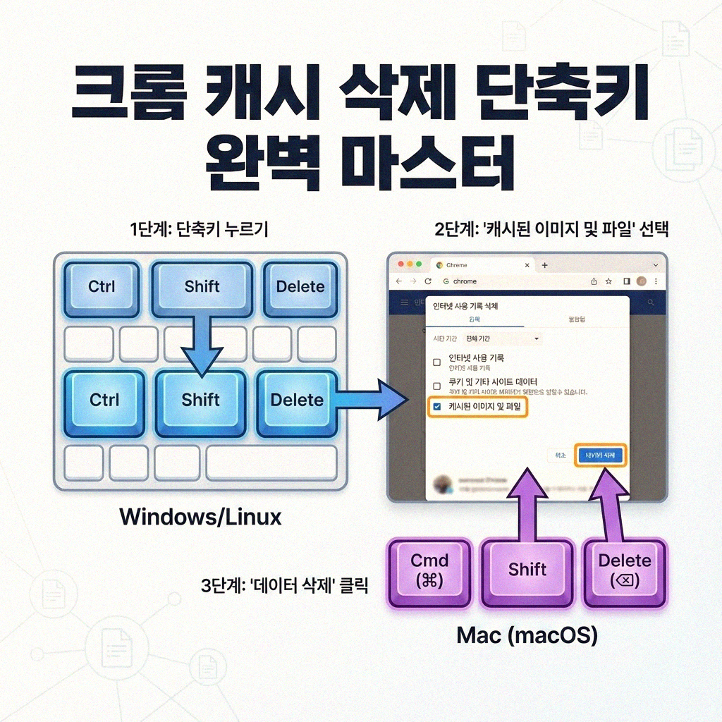 크롬 브라우저 캐시 삭제 단축키 완벽 정리