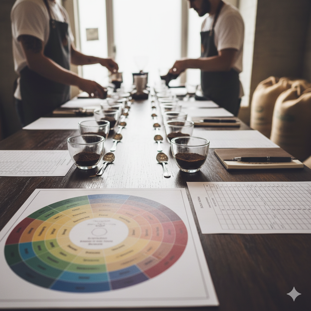 커핑하는바리스타의모습