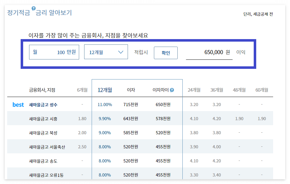 적금 특판 비교