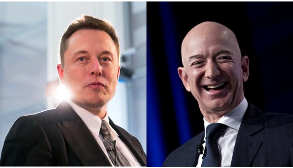 일론머스크와 제프 베조스의 사진