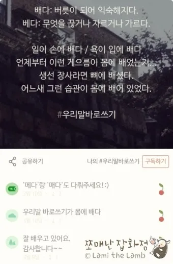 몸에 배다 베다 구분과 올바른 사용_13
