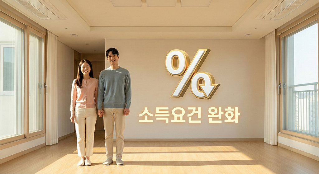 2026년 신혼부부 전세자금대출 소득 요건 완화로 기뻐하는 부부