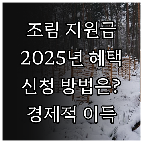 2025년 조림 지원 사업 경제적 혜..