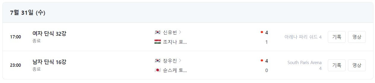 파리올림픽 탁구