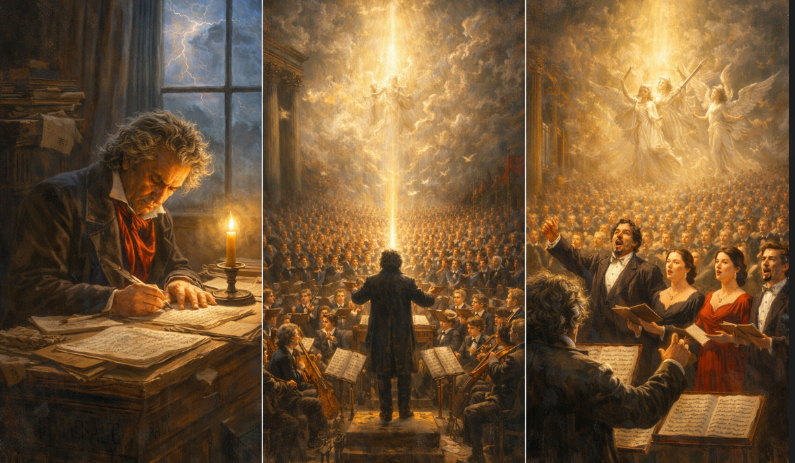 베토벤 교향곡 9번 작곡과 공연 관련 그림