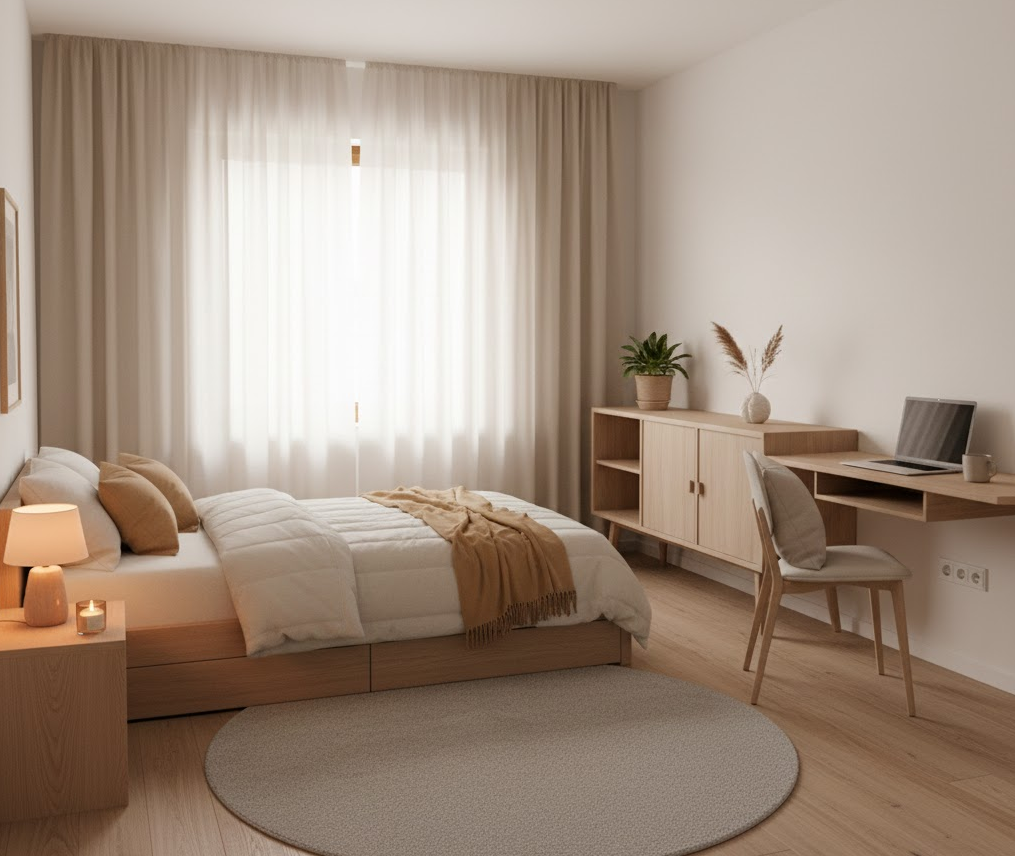 미니멀 감성 인테리어 직장인, 휴식무드, 간결한 가구