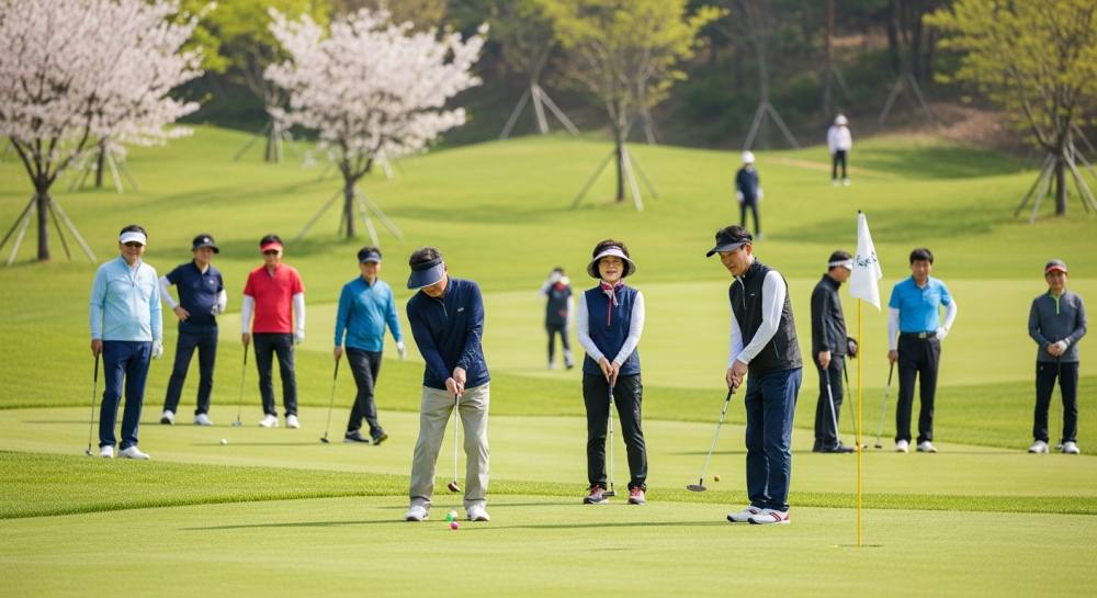 파크골프를 즐기는 중장년층 사진
