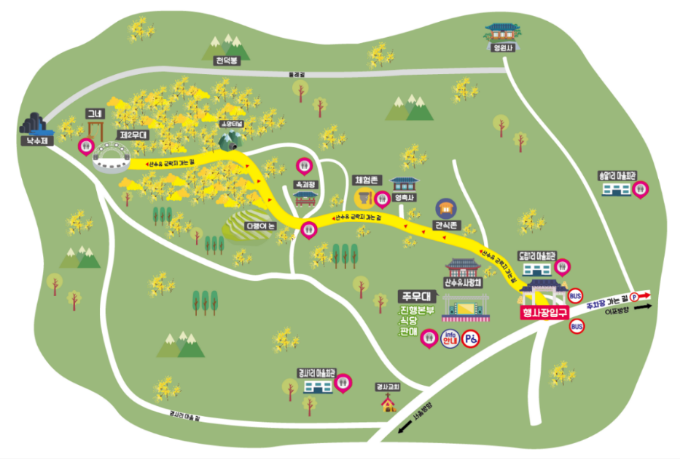 제 25회 이천 백사 산수유 꽃 축제 약도 및 셔틀버스 안내