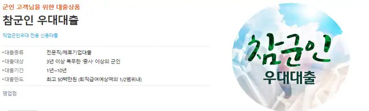 우리은행 참군인 우대대출