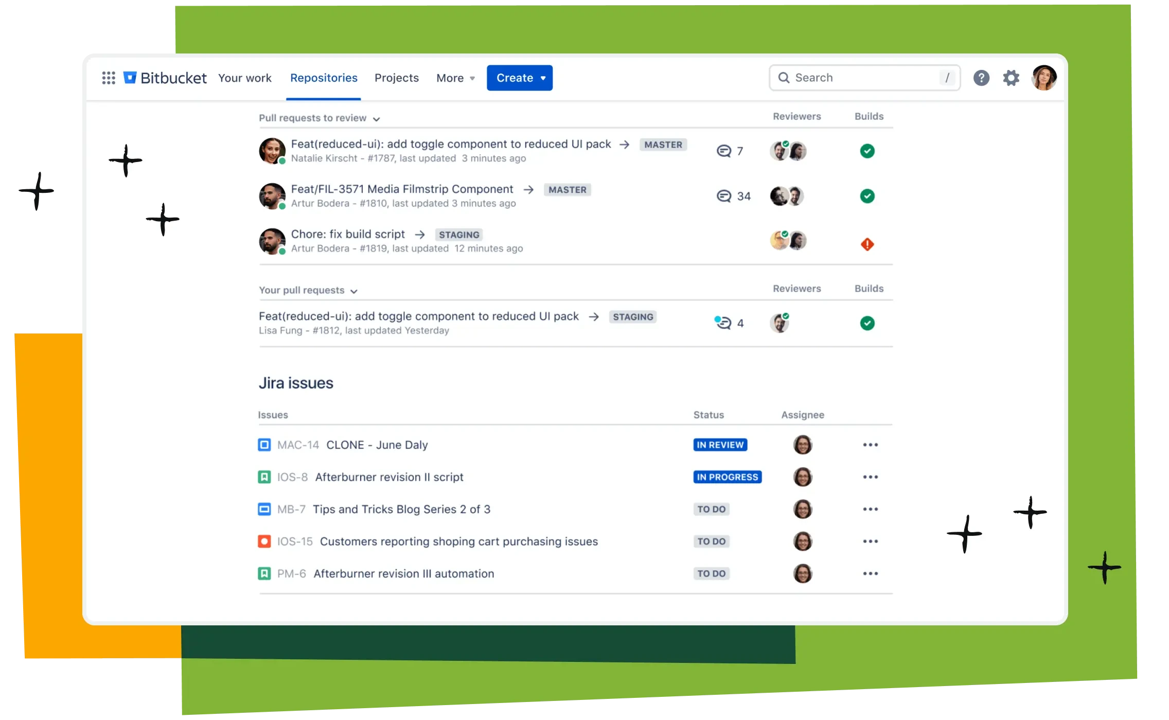 Atlassian의 Bitbucket 예시 화면 캡쳐