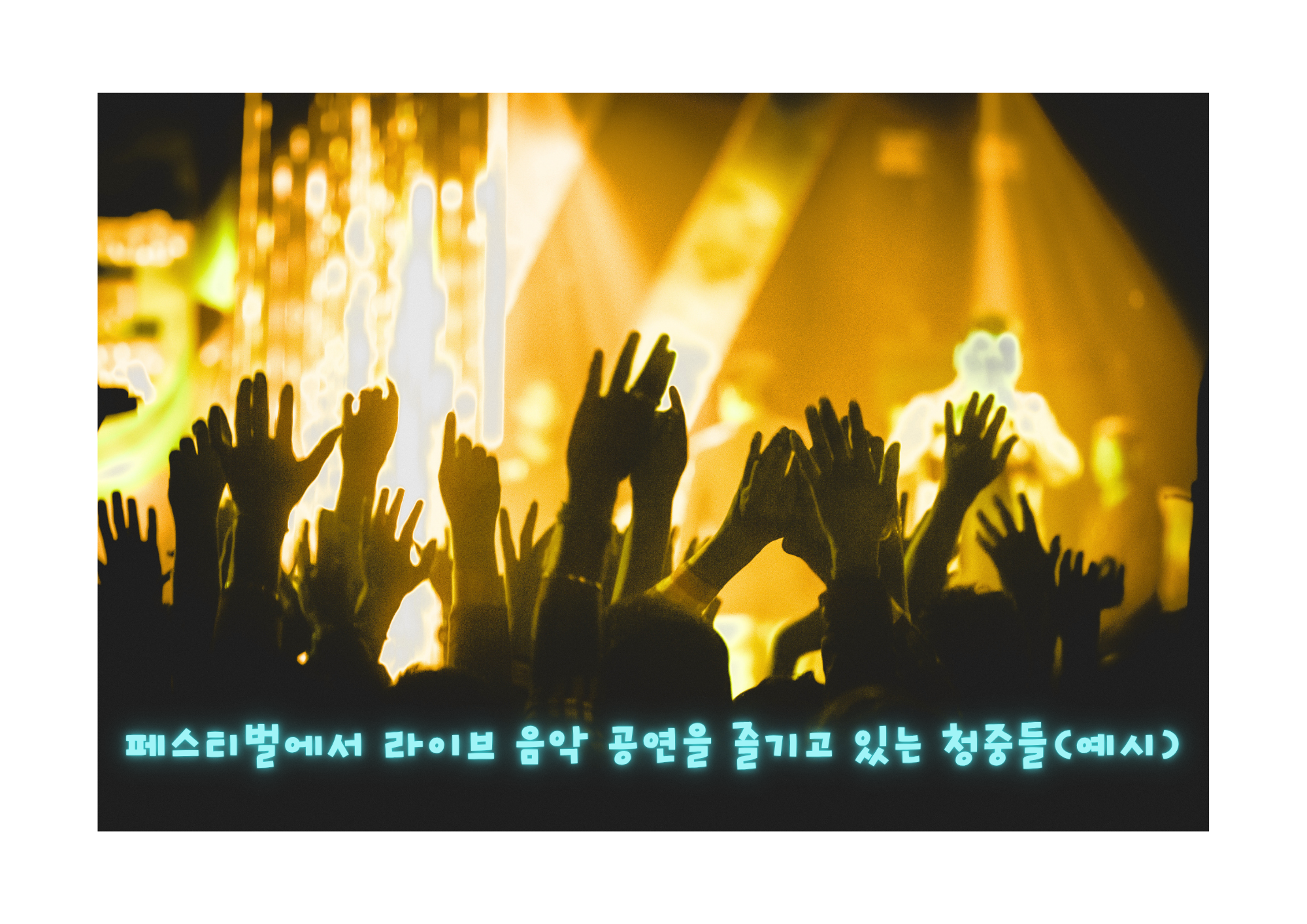 페스티벌에서 라이브 음악 공연을 즐기고 있는 청중들(예시)