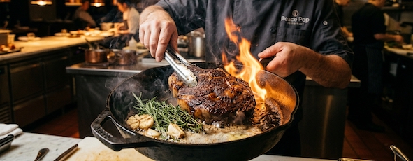 steak on a cast iron