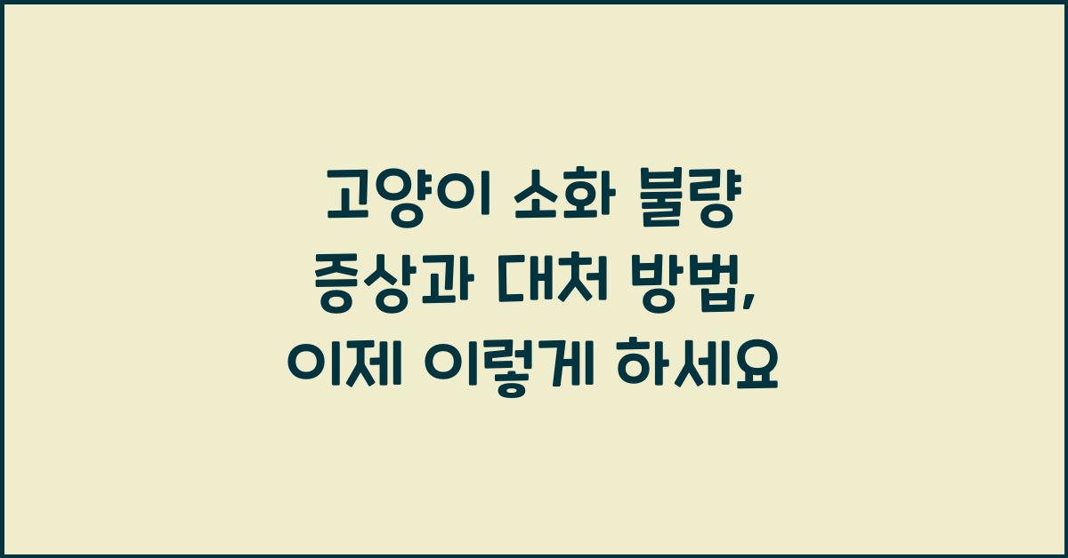 고양이 소화 불량 증상과 대처 방법