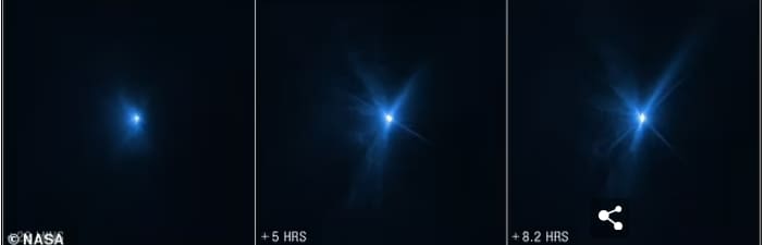 세계 최초 소행성 충돌 놀라운 모습...두개의 우주망원경에 잡혀 VIDEO: Extraordinary moment NASA's DART collides with Dimorphos asteroid