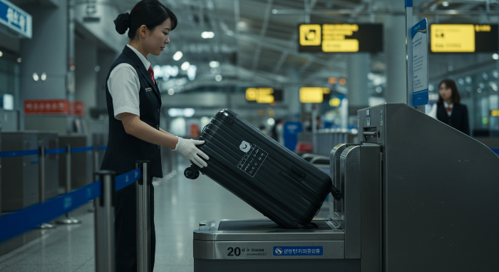 항공사 수하물 측정기 안에 딱 맞는 기내용 캐리어