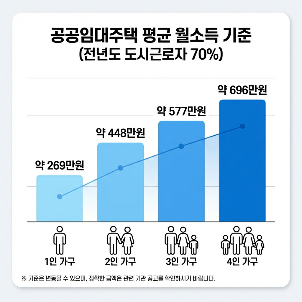 2026 LH 국민임대주택 가구원 수별 소득 기준 그래프
