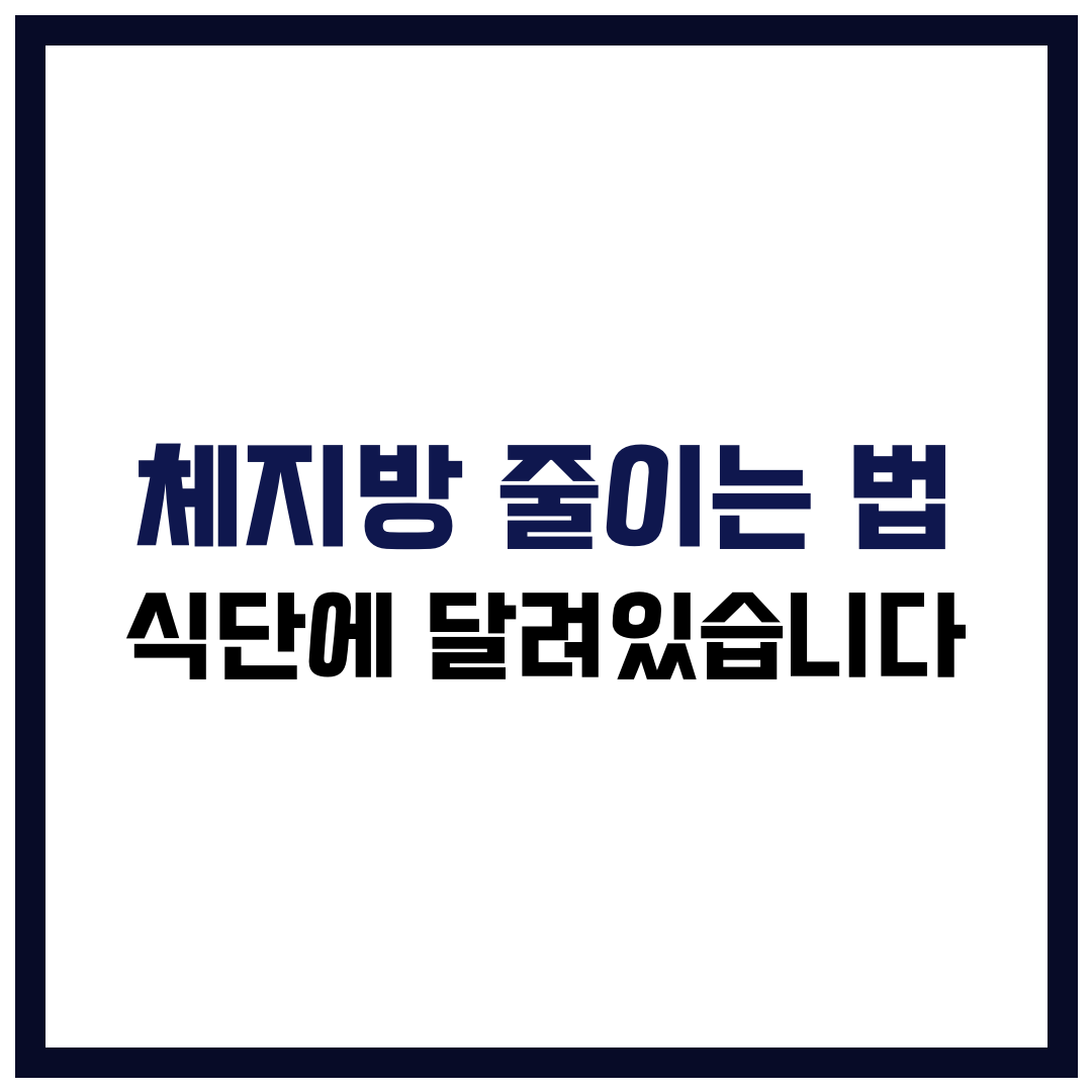 체지방 줄이는 법 식단에 달려있습니다.
