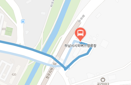 하남시시외버스정류장에서 인천공항 리무진 공항버스(8849번) 지도 위치