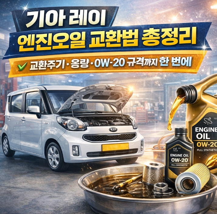 기아 레이 엔진오일 교환법 총정리, 교환주기&middot;용량&middot;0W-20 규격까지 한 번에