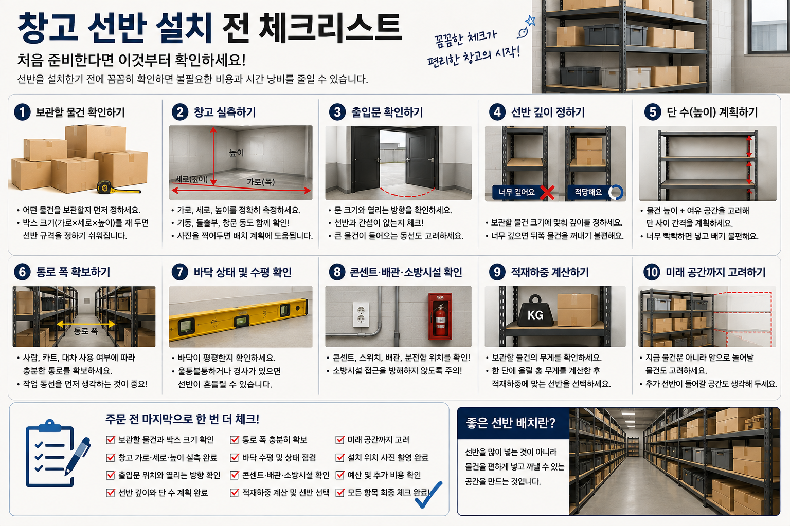 창고선반 실측방법