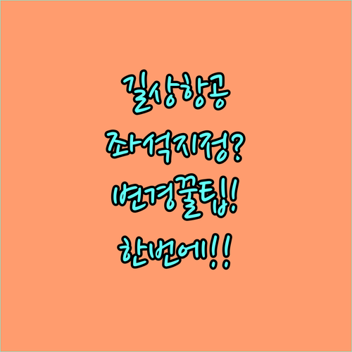 길상항공 좌석 지정부터 변경까지 한 ..