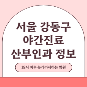 서울 강동구 야간진료 산부인과 병원 (18시 이후 늦게까지하는 병원)