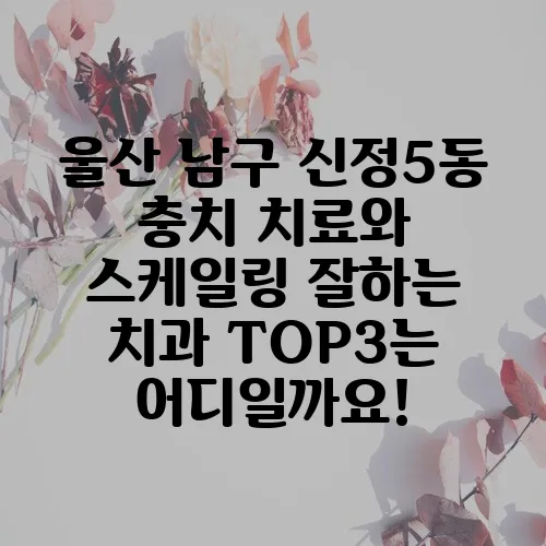 울산 남구 신정5동 충치 치료와 스케일링 잘하는 치과 TOP3는 어디일까요!