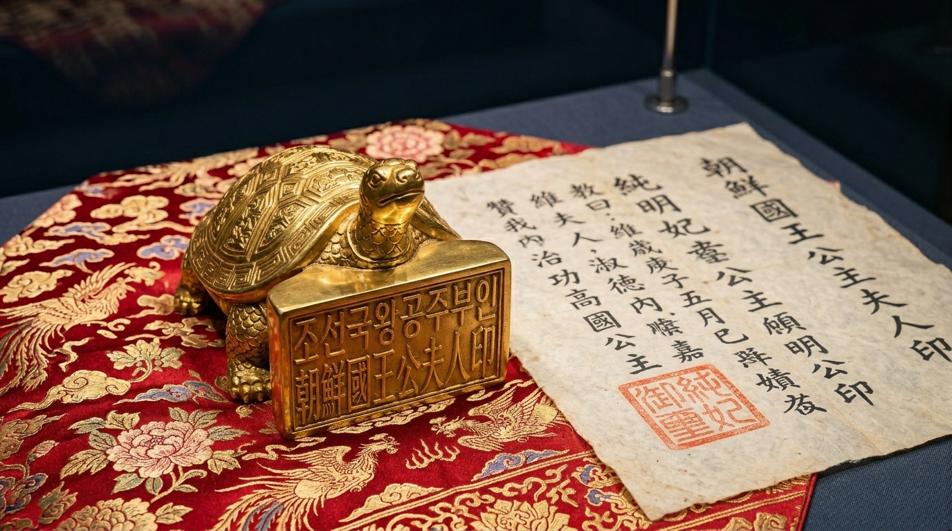 조선 시대 대군부인의 품계를 증명하는 황금 인장과 교지