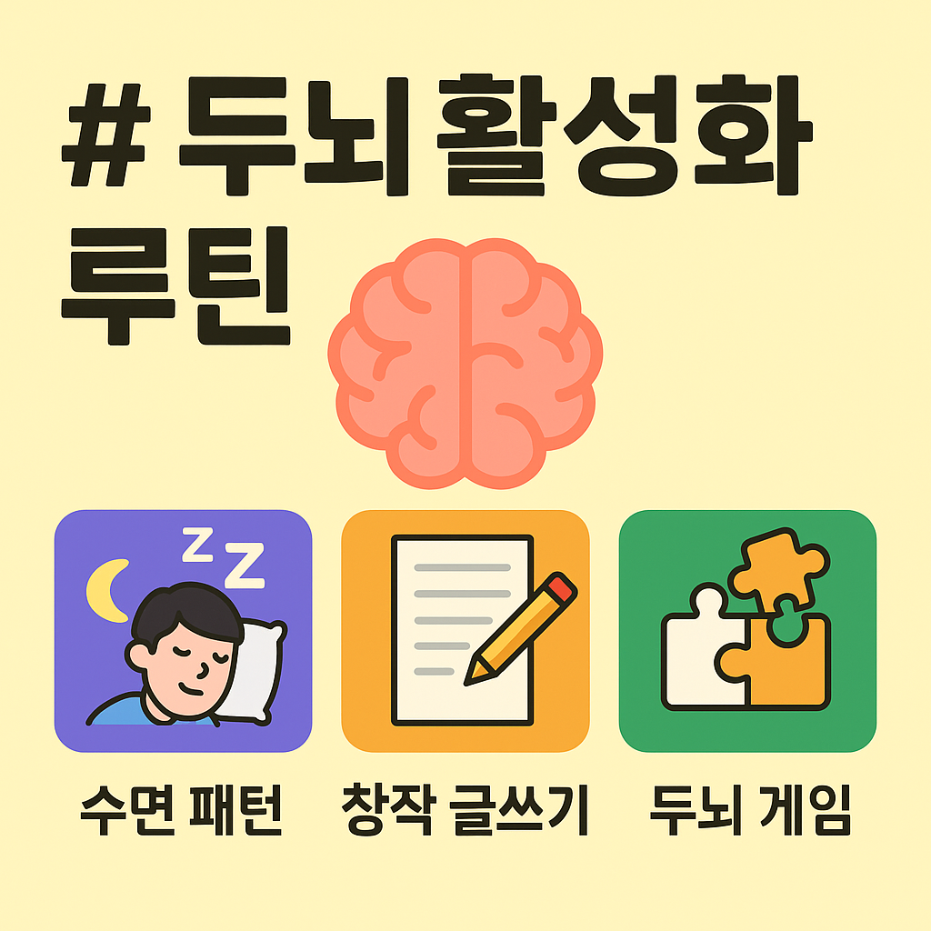 뇌 활성화 루틴 (수면 패턴, 창의적 글쓰기, 두뇌 게임) 관련 사진