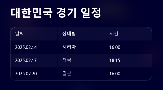 025 afc 아시안컵 대한민국 경기 일정