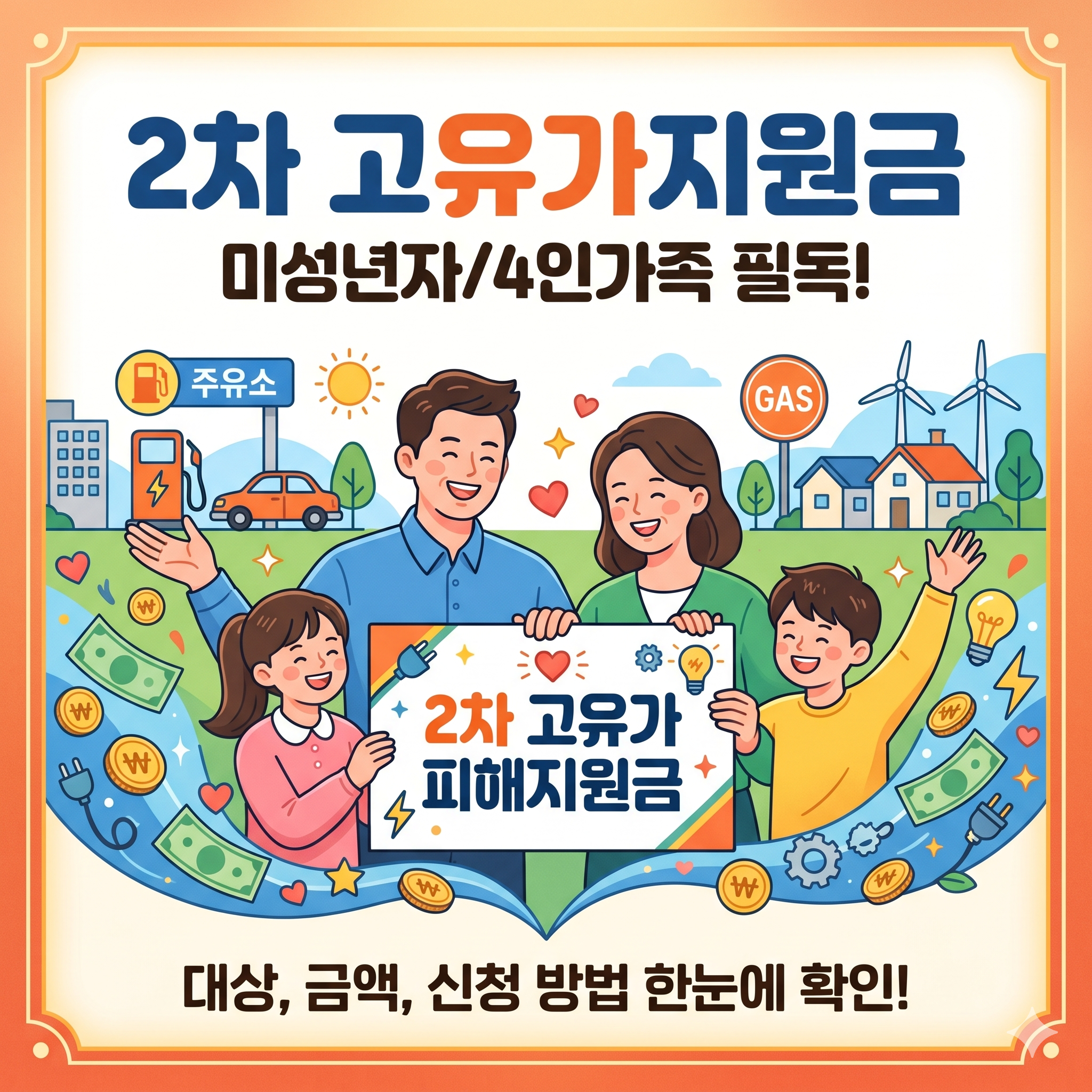 2차 고유가지원금 미성년자 자녀 및 4인 가구 지급 기준과 신청 방법 총정리