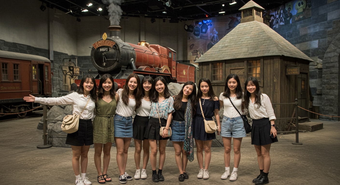 해리포터 스튜디오를 관람중인 한국 여자들.