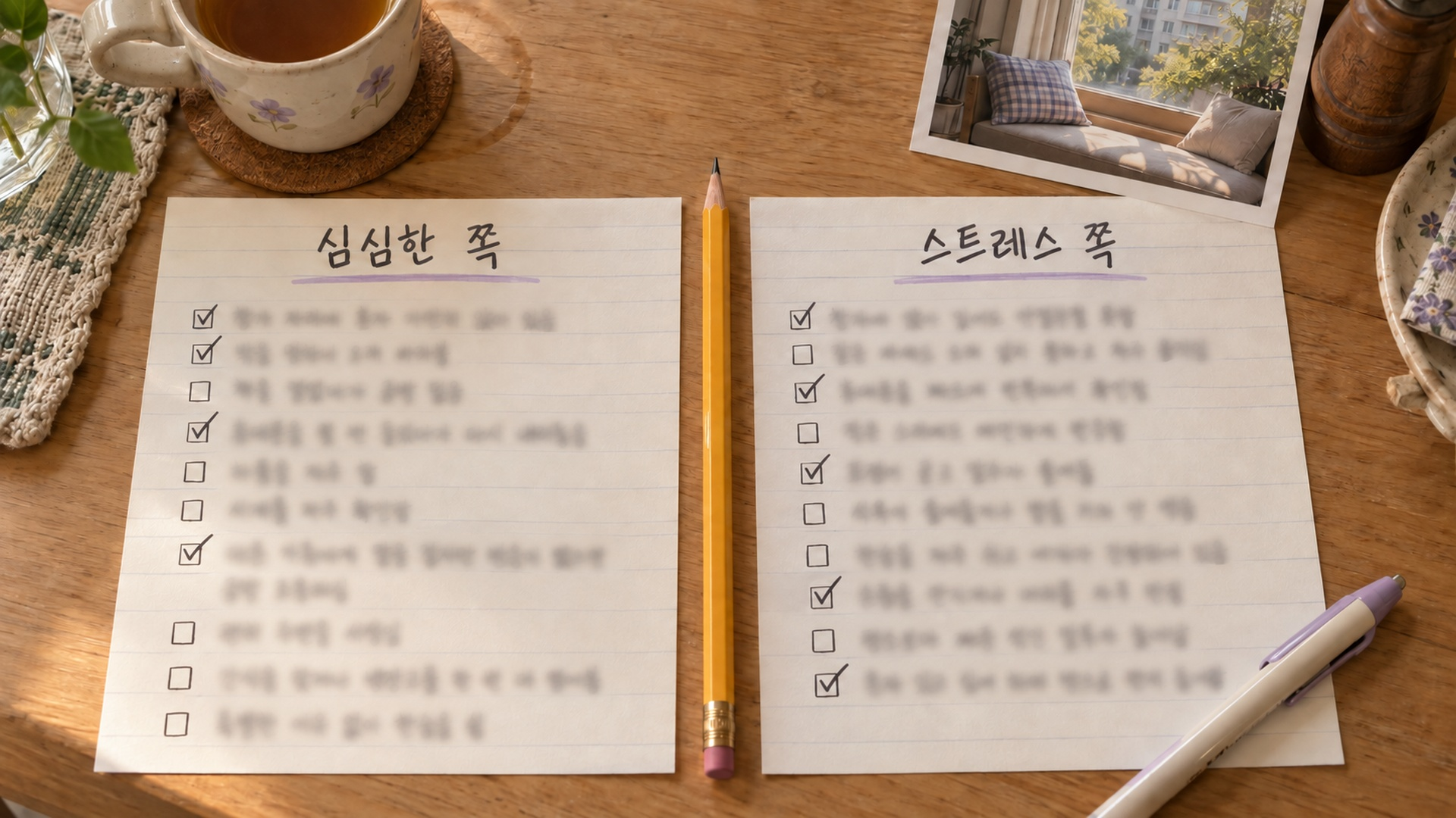 두 갈래로 나뉜 관찰 기록 카드
