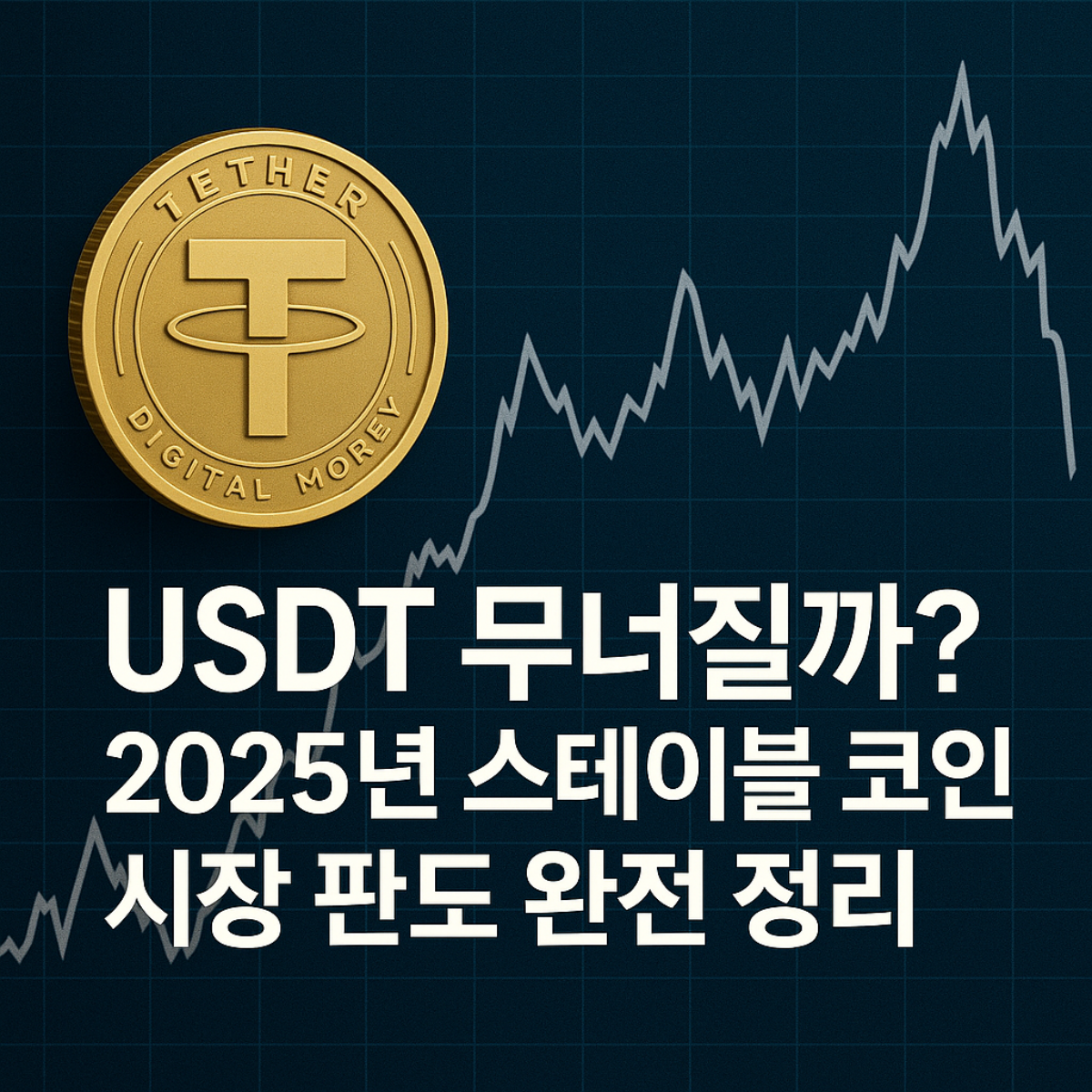 2025년 USDT와 스테이블 코인 시장의 변동성과 전망을 다룬 블로그 썸네일 이미지