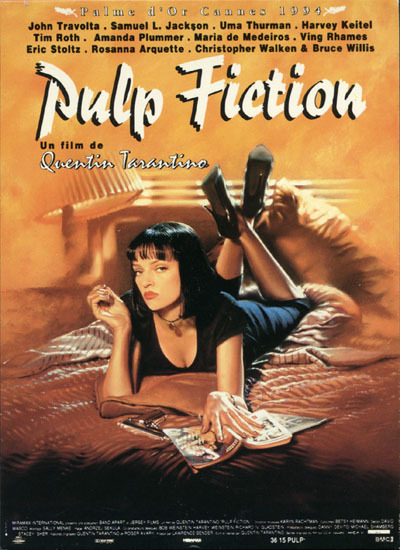 "펄프 픽션 포스터, Pulp Fiction 1994 영화, 쿠엔틴 타란티노 감독, 우마 서먼, 존 트라볼타, 사무엘 L. 잭슨, 브루스 윌리스, 컬트 클래식 영화, 전설적인 명작, 영화 포스터 추천, 타란티노 대표작,명작 50선"
