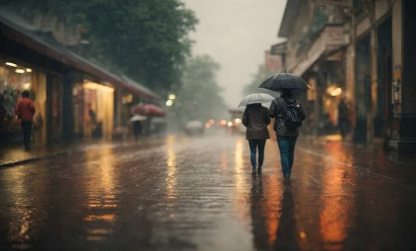 2024년 장마기간 기상청 예보 확인하기와 관련된 비오는 날 우산을 쓰고 지나가는 사람들 사진